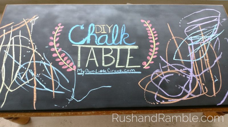 DIY Chalkboard Table with Oil-based Spray-on Paint by Valspar - Rush & Ramble